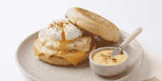 Poached Organic egg and Swiss cheese on muffin (1)